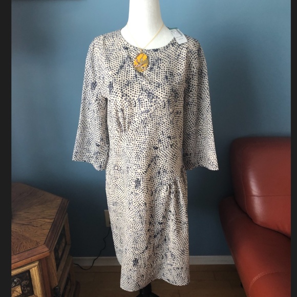 Sisley patterned gray dot fluid dress NWT - Picture 3 of 11